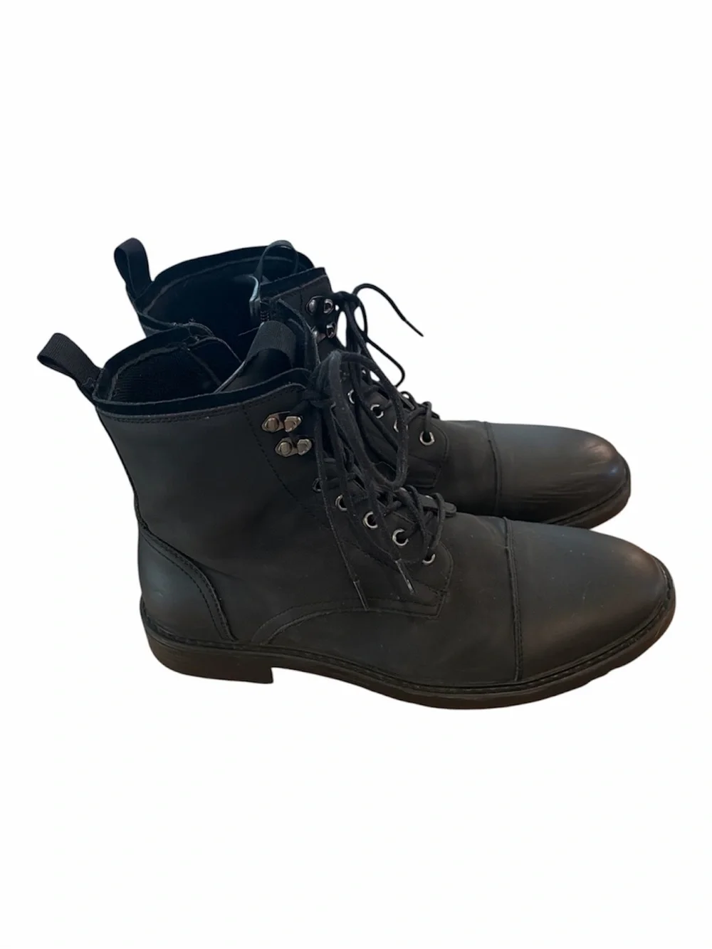 Vostey Black Lace-Up Military Style Boots Size 10